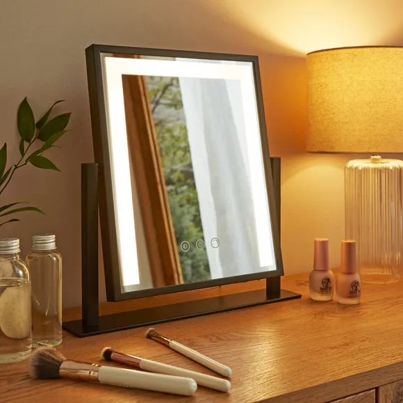 Rectangle Light Up Dressing Table Mirror - Black, Metal product