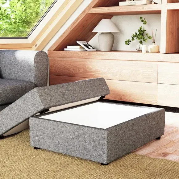 Rectangle Storage Footstool - Grey, Fabric alternate view