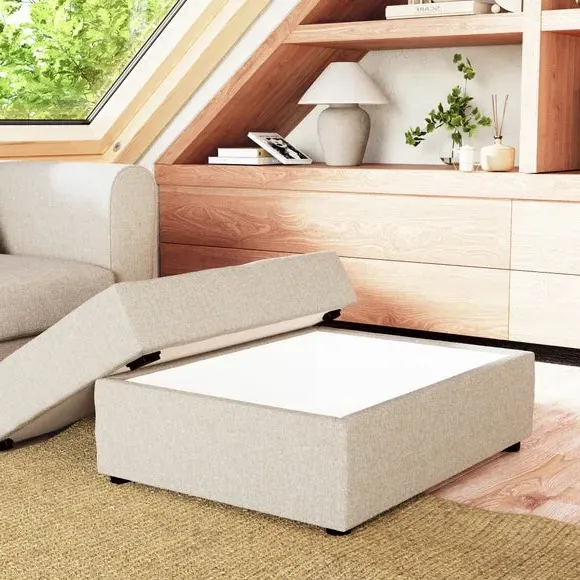 Rectangle Storage Footstool - Natural, Fabric alternate view