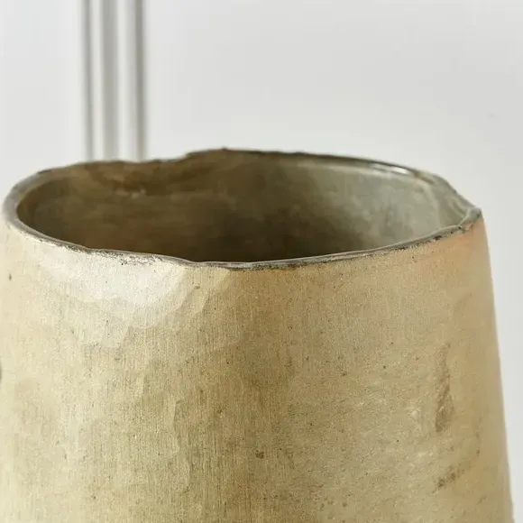 Mouth-Blown Vase with Foil Pattern - Gold Glass alternate view
