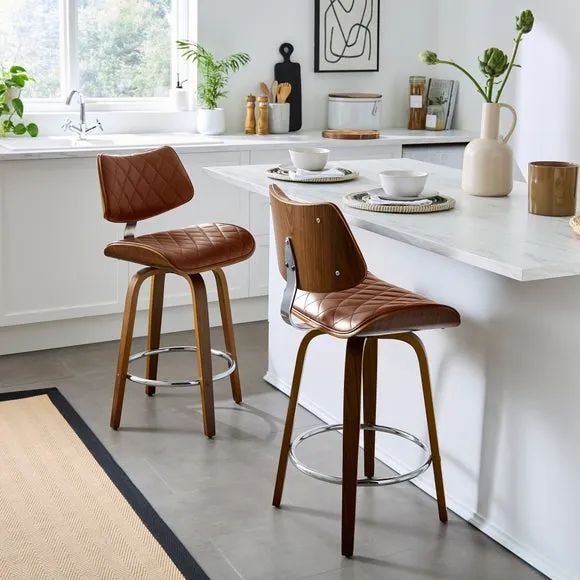 Remy Counter Height Bar Stool - Brown, Faux Leather alternate view
