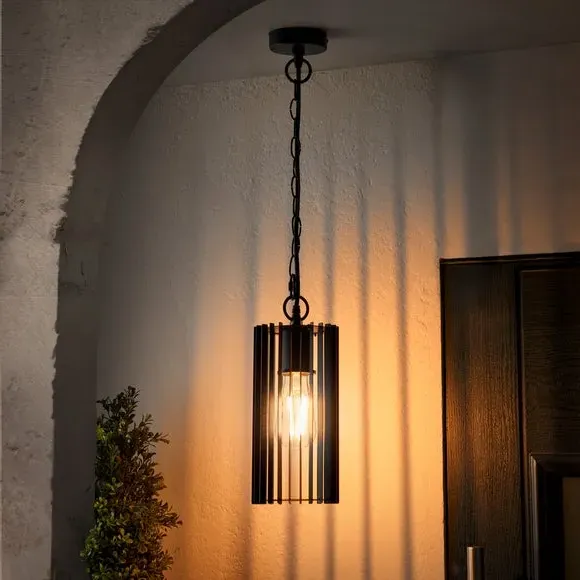 Reno Industrial Adjustable Outdoor Pendant Light - Black, Metal alternate view