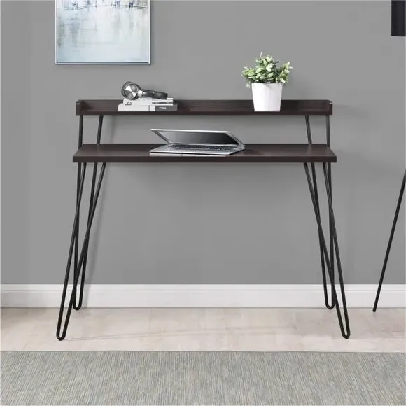 Retro Desk with Raised Shelf - Espresso alternate view