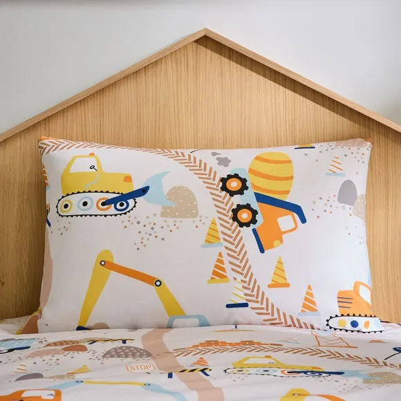 Trucks & Diggers Reversible Duvet Cover and Pillowcase Set - Cream, Polyester alternate view