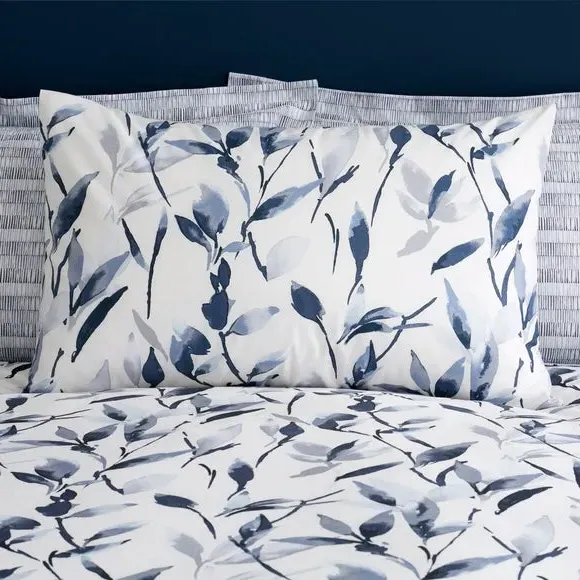 Zen Reversible Duvet Cover and Pillowcase Set - Navy Blue, Polycotton alternate view