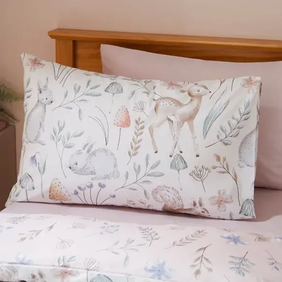 Woodland Reversible Duvet and Pillowcase Set - Pink, Poly-Cotton alternate view