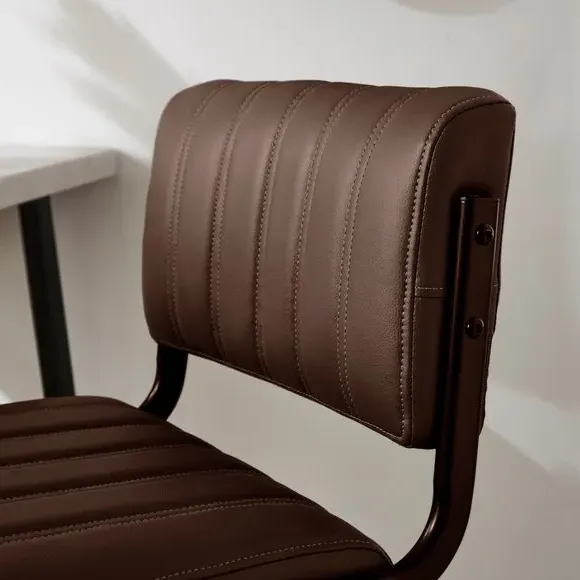 Height Adjustable Bar Stool - Tan, PU Leather by Dunelm, alternate view