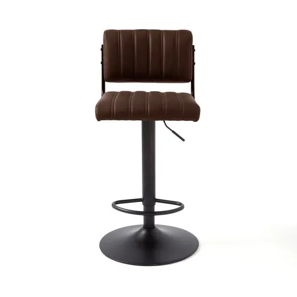 Height Adjustable Bar Stool - Tan, PU Leather by Dunelm, image 3