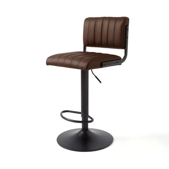 Height Adjustable Bar Stool - Tan, PU Leather by Dunelm, image 4