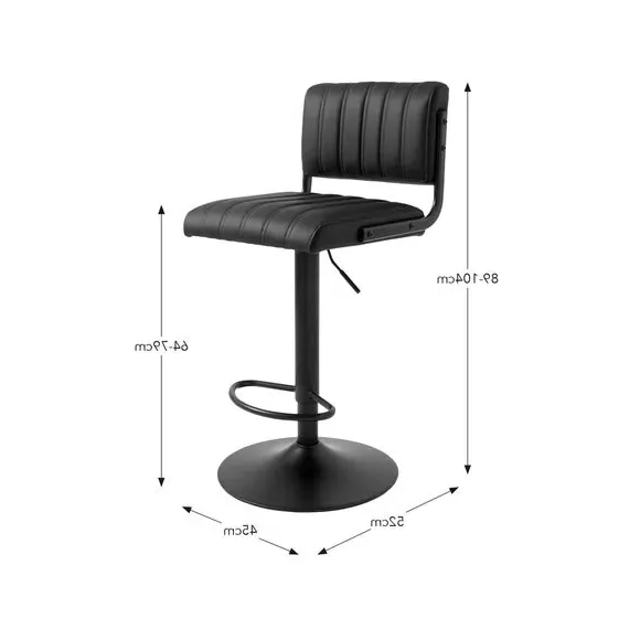 Height Adjustable Bar Stool - Tan, PU Leather by Dunelm, image 5