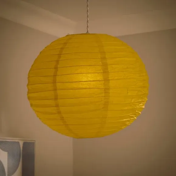 Ribbed Easy Fit Round Pendant Shade - Yellow, Paper alternate view