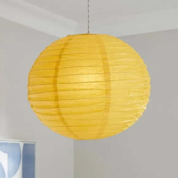 Ribbed Easy Fit Round Pendant Shade - Yellow, Paper product