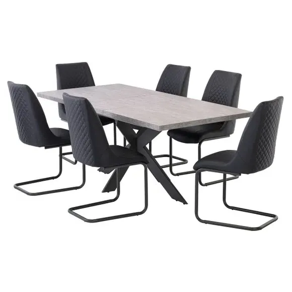 Extendable Dining Table - Light Grey, Melamine alternate view