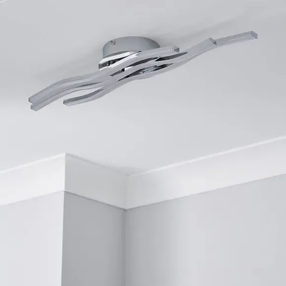 Ripple Integrated LED Bathroom Flush Ceiling Light - Chrome alternate view
