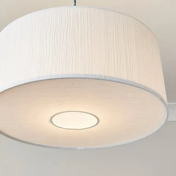 Rippled Paper Shallow Drum Lamp Shade with Diffuser - White by Dunelm, image 3