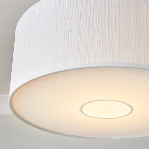Rippled Paper Shallow Drum Lamp Shade with Diffuser - White by Dunelm, image 4