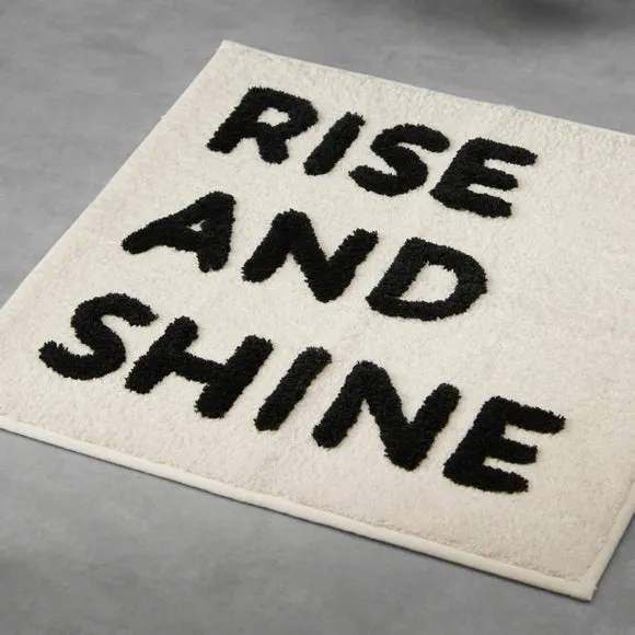 Rise and Shine Slogan Shower Mat - Black, White alternate view