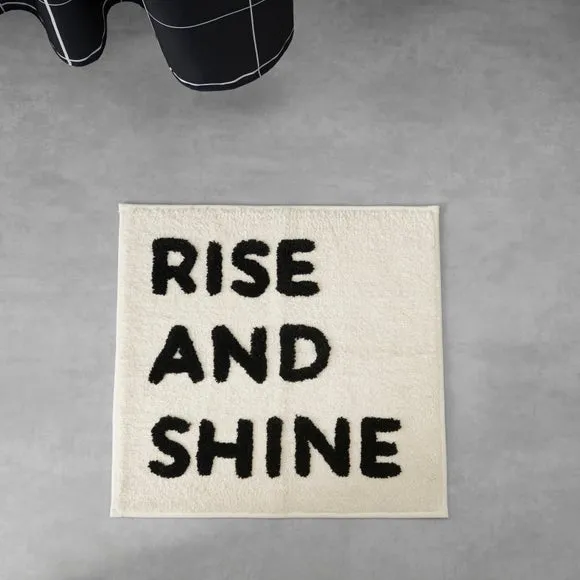 Rise and Shine Slogan Shower Mat - Black, White by Dunelm, image 3