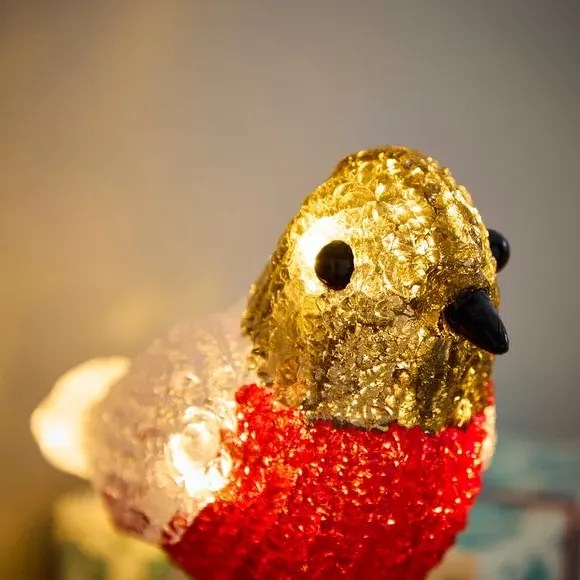 Robin Light Up Ornament - Clear alternate view