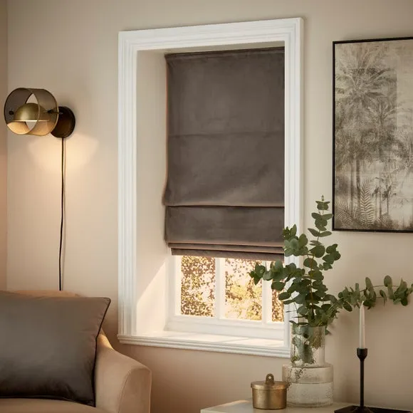 Roman Blind with Thermal Lining - Grey, Velour alternate view