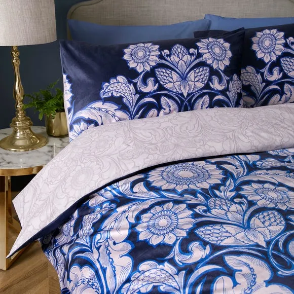 Romilly Duvet Cover & Pillowcase Set - Blue, Polyester alternate view