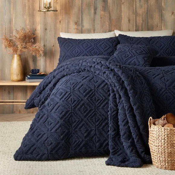 Fusion Geo Fleece Square Cushion - Navy Blue alternate view