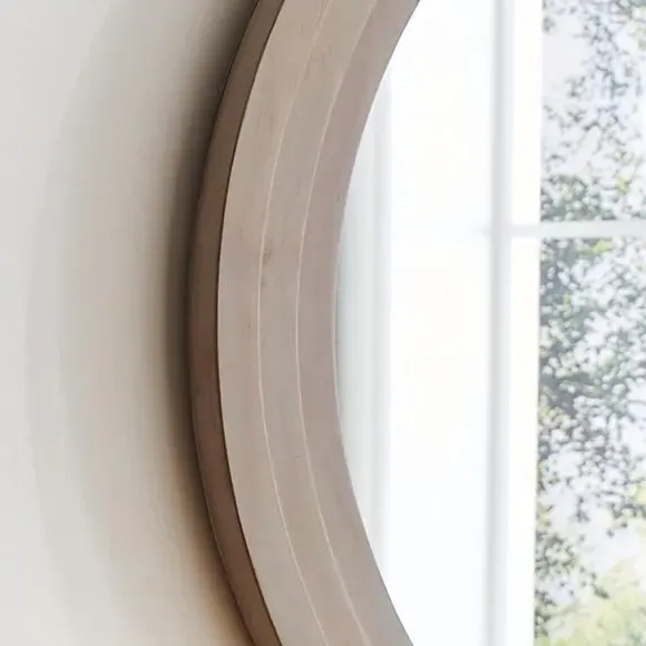 Round Wall Mirror Stepped Frame - Cream alternate view