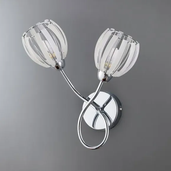 Rosa 2 Light Wall Light - Silver, Chrome alternate view