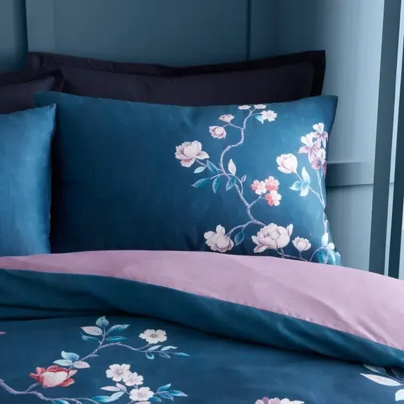 Rosa Meadows Duvet Cover & Pillowcase Set - Navy, Cotton Sateen alternate view
