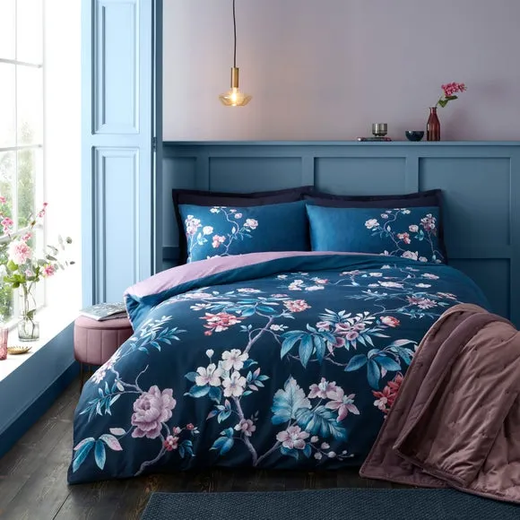 Rosa Meadows Duvet Cover & Pillowcase Set - Navy, Cotton Sateen product