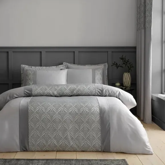 Roselyn Duvet Cover & Pillowcase Set - Grey, Microfibre product