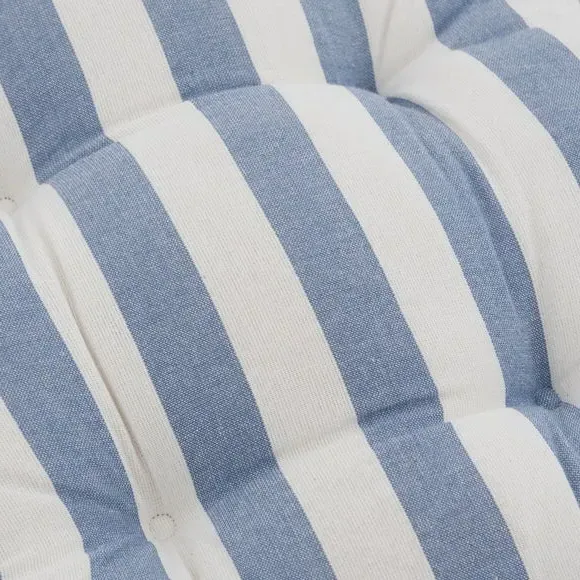 Round Back Striped Seat Pad - Blue, Cotton alternate view