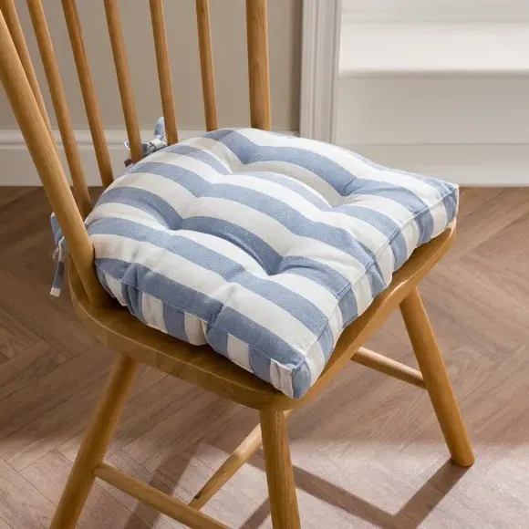 Round Back Striped Seat Pad - Blue, Cotton product