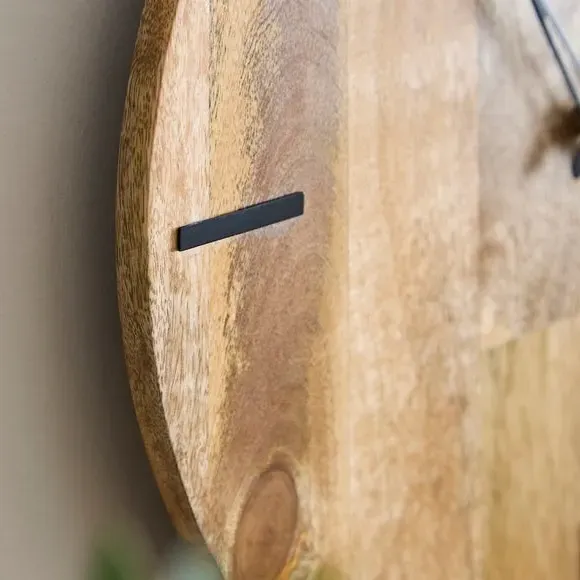 Round Wall Clock - Natural, Mango Wood alternate view