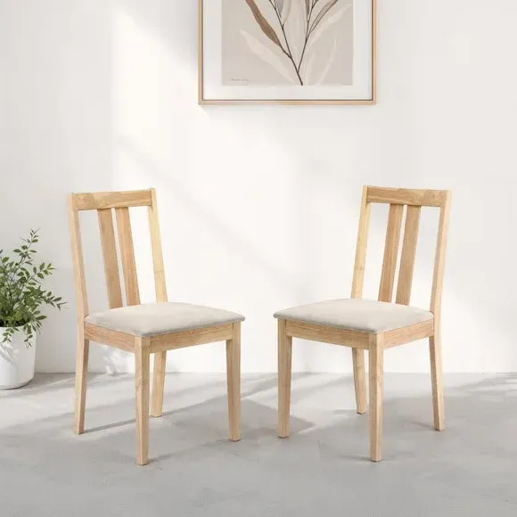 Set of 2 Dining Chairs - Natural, Faux Suede alternate view