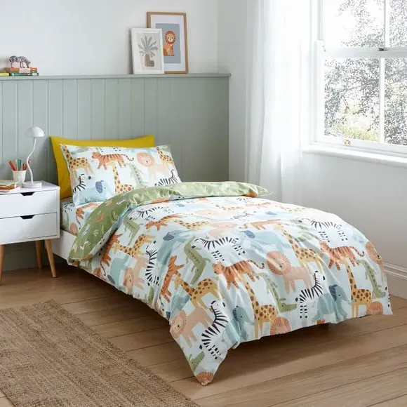 Safari Adventure Duvet Cover and Pillowcase Set - Sage Green, Organic Cotton product