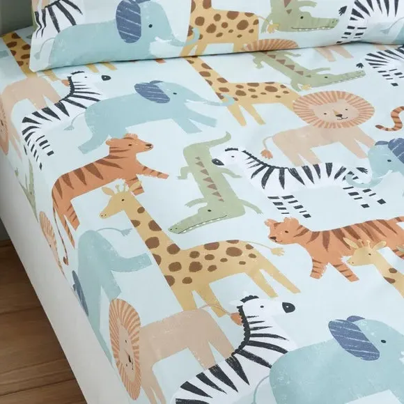 Safari Adventure Fitted Bed Sheet - Sage Green, Organic Cotton product