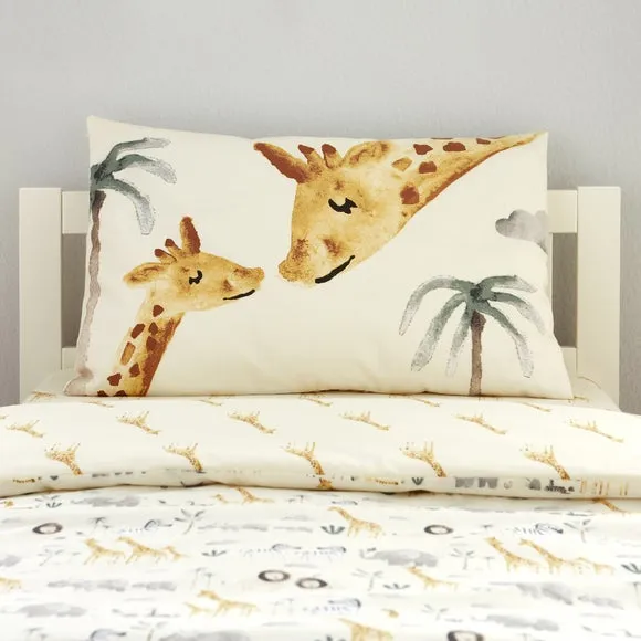 Safari Cot Bed Duvet Cover and Pillowcase Set - Natural, Cotton alternate view