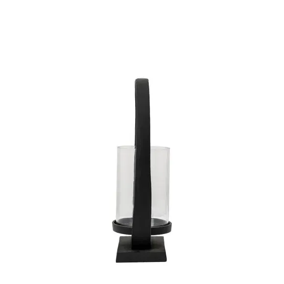 Saline Loop-Shaped Lantern - Black, Glass alternate view