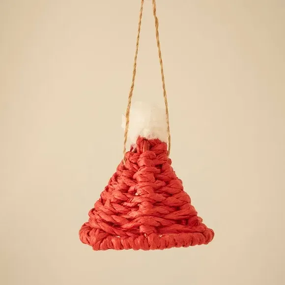 Santa Hat Hanging Decoration - Red, Woven alternate view