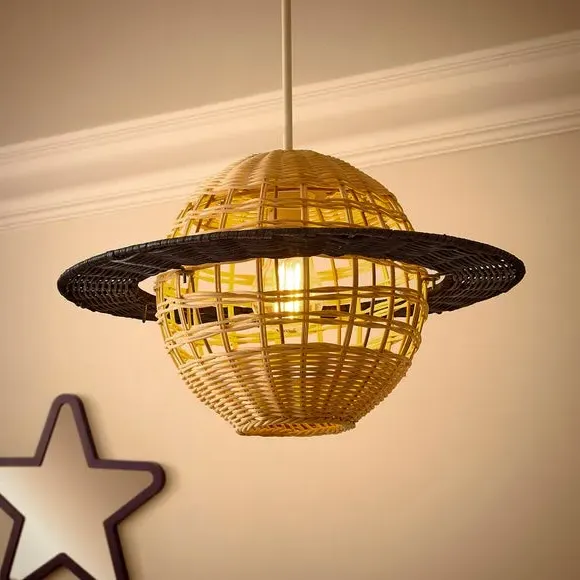 Saturn Planet Easy Fit Pendant Shade - Natural, Rattan alternate view