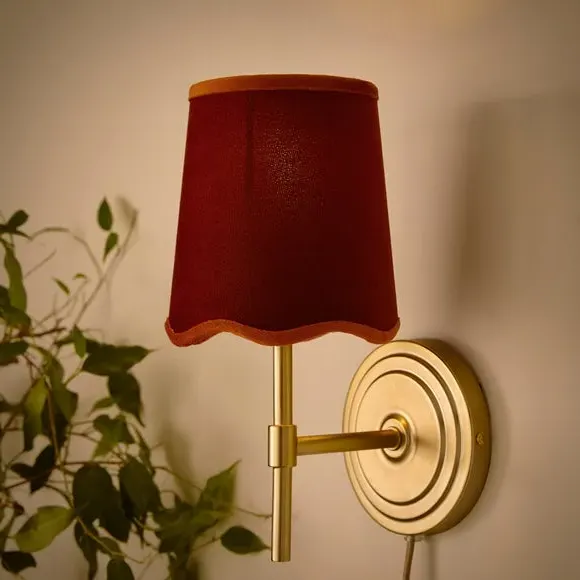 Scalloped Easy Fit Lamp Shade - Burgundy, Velvet alternate view