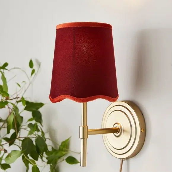 Scalloped Easy Fit Lamp Shade - Burgundy, Velvet product