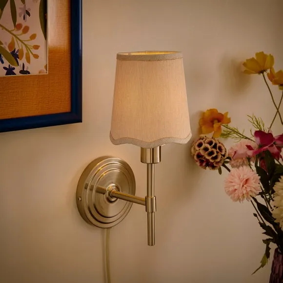 Scalloped Edge Lamp Shade - Ivory, Linen Effect alternate view