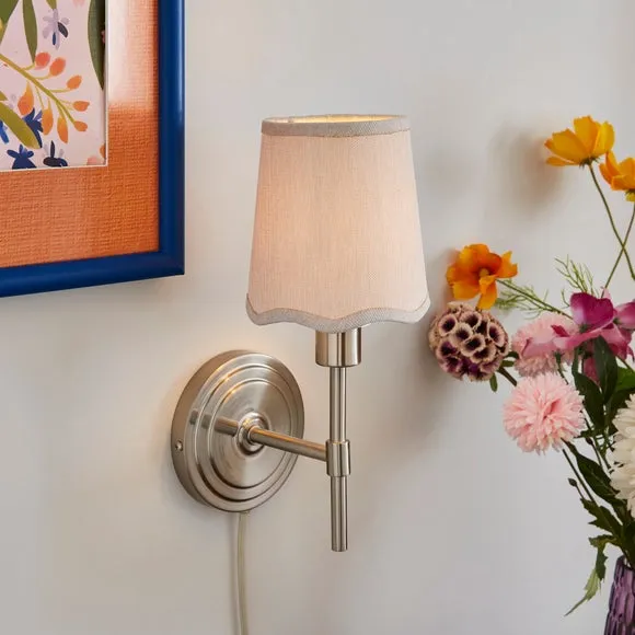 Scalloped Edge Lamp Shade - Ivory, Linen Effect product