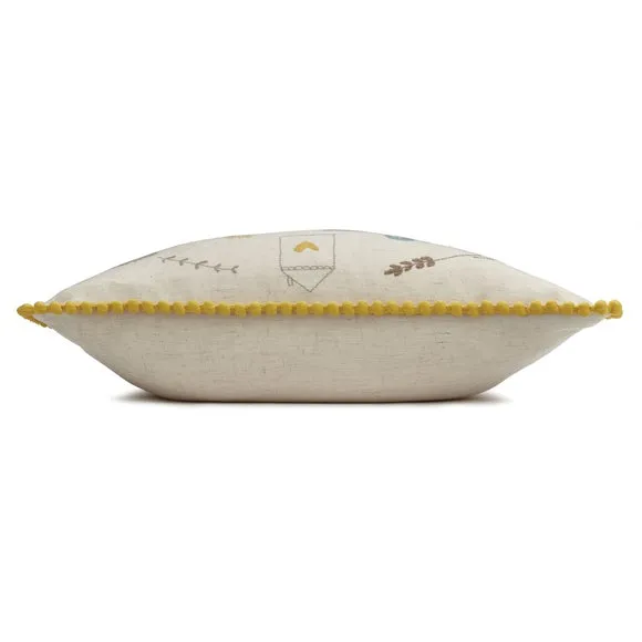 Scandi Happy Place Embroidered Cushion - Ochre Yellow alternate view