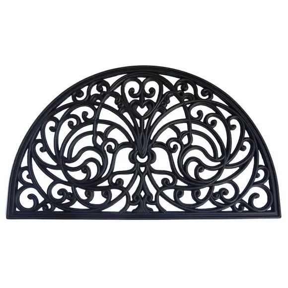 Scroll Half Moon Rubber Doormat - Black alternate view