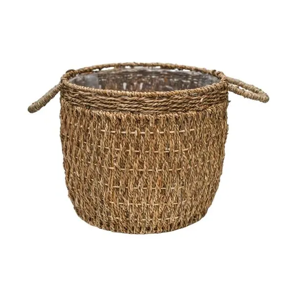 Seagrass Linen Basket Plant Pot - Natural alternate view