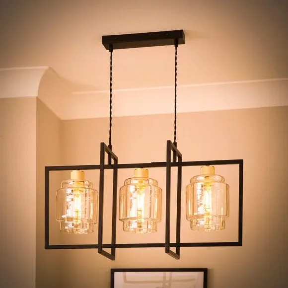 Seattle Industrial 3-Light Diner Ceiling Light - Black alternate view