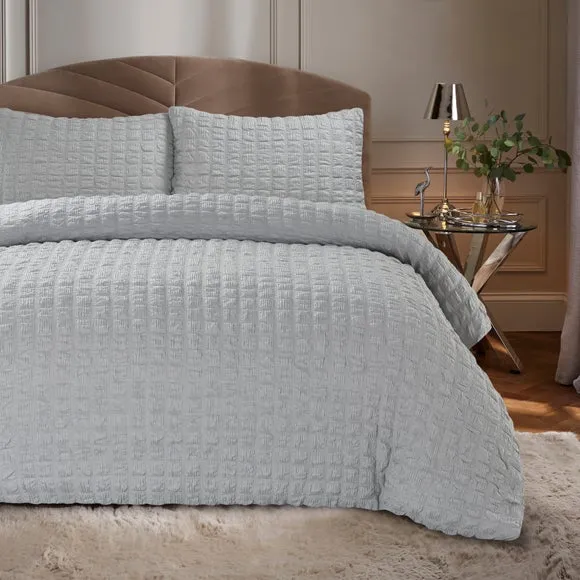 Seersucker Quilt Cover & Pillowcase Set - Charcoal, Polyester product